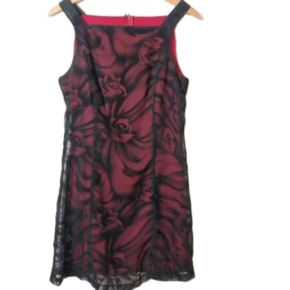 Vintage 90's Whimsigoth Dress Lace Mesh Velvet Overlay Grunge‎ Fairy Red Black